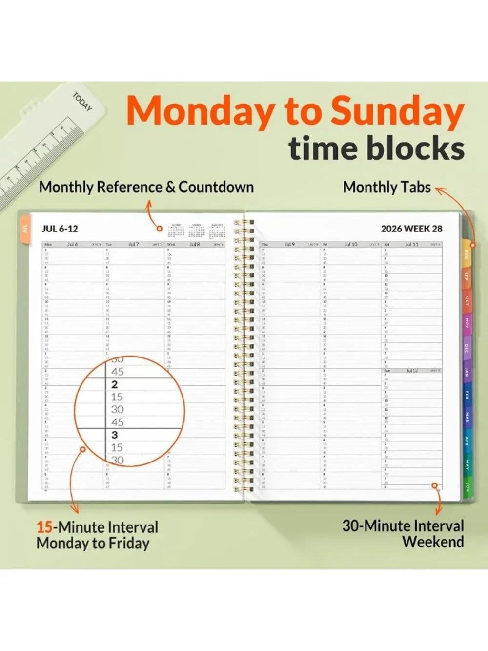 2026-2027 Academic Planner - Weekly & Monthly, Quarter-Hourly, Flexible Cover